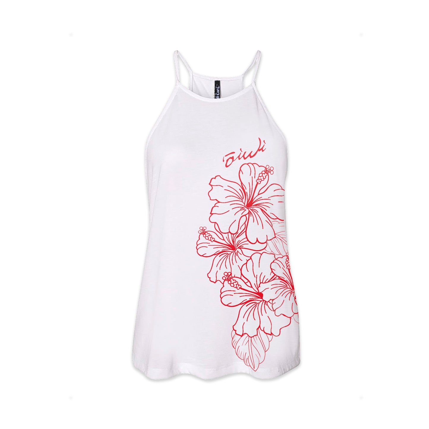 Kaimana Wahine High Neck Flowy Tank Tee in White