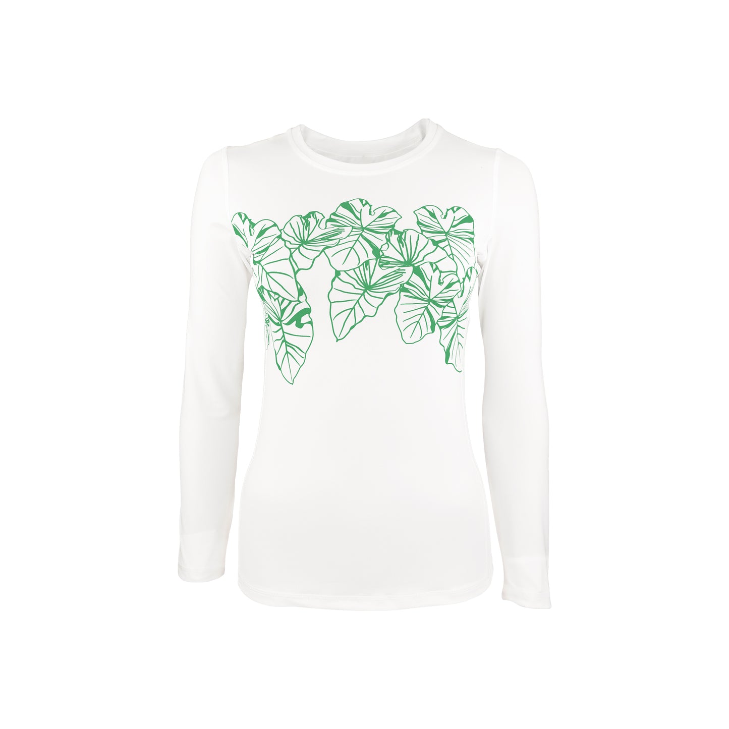 Wahine Kalo Long Sleeve UPF 30 Shirt in White - Oiwi