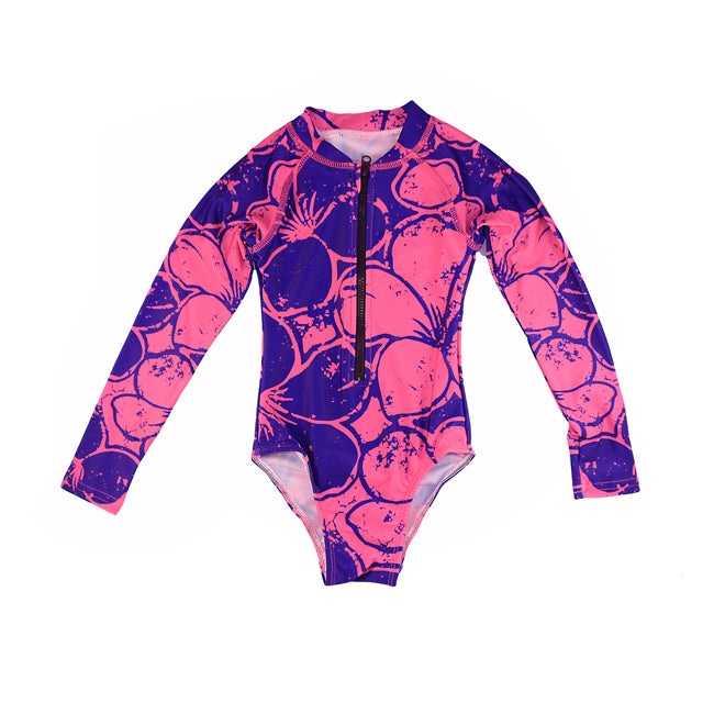 Plumeria KEIKI Long Sleeve UPF 30 Swim Suit