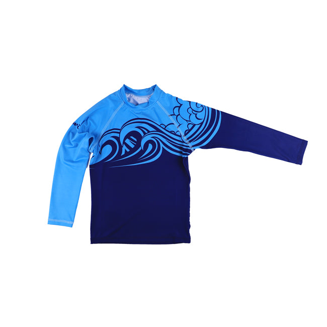 Sumi-e Swells Keiki Long Sleeve UPF 30 Shirt 5-6 (XS) / Navy w/Lt Blue